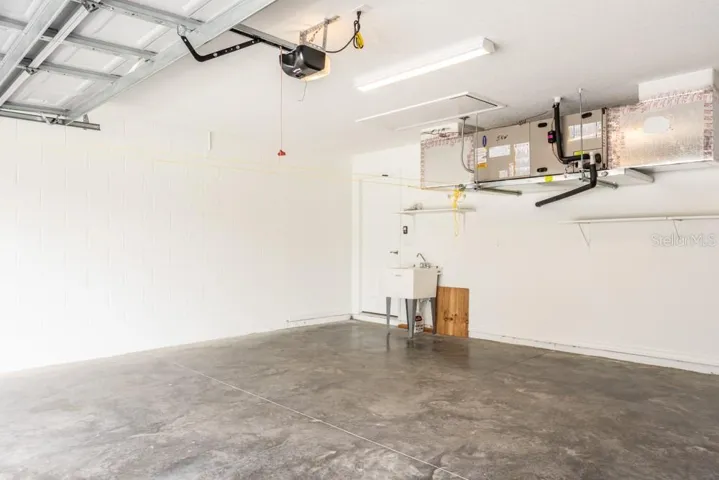 Garage with an attic and pull down folded stairs