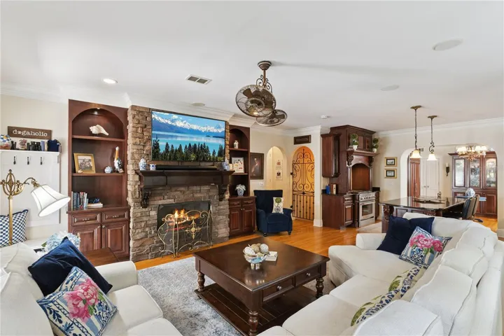 Family room with fireplace