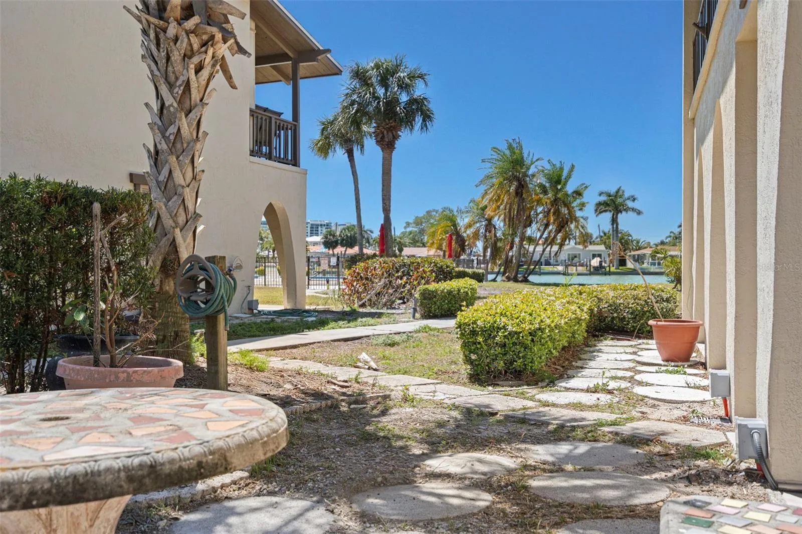 Private patio with peaceful canal views