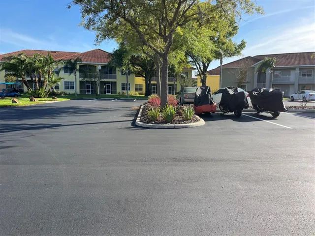 The parking lot was recently redone.
