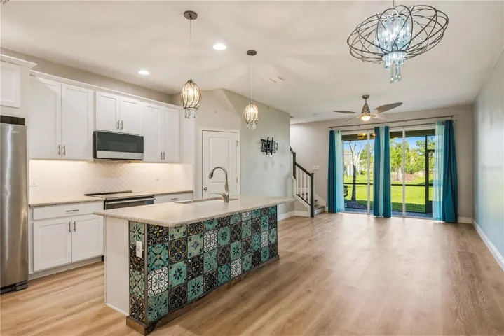Kitchen, Dining & Living Room