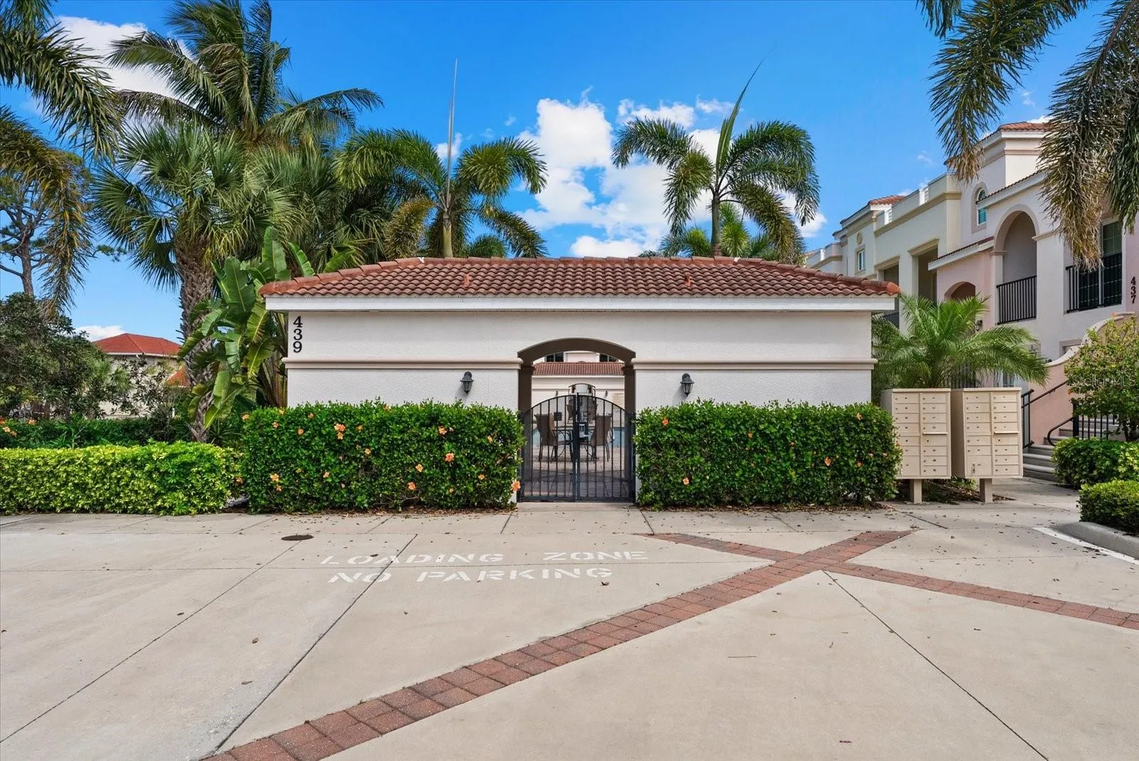 Gated Entrance to the pool and community mailboxes