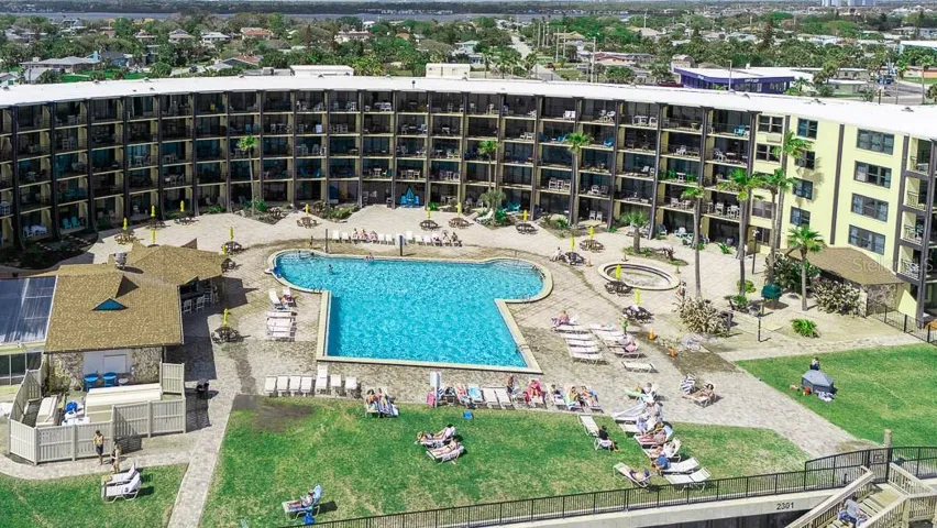 Building Rear View highlighting ocean-front pool