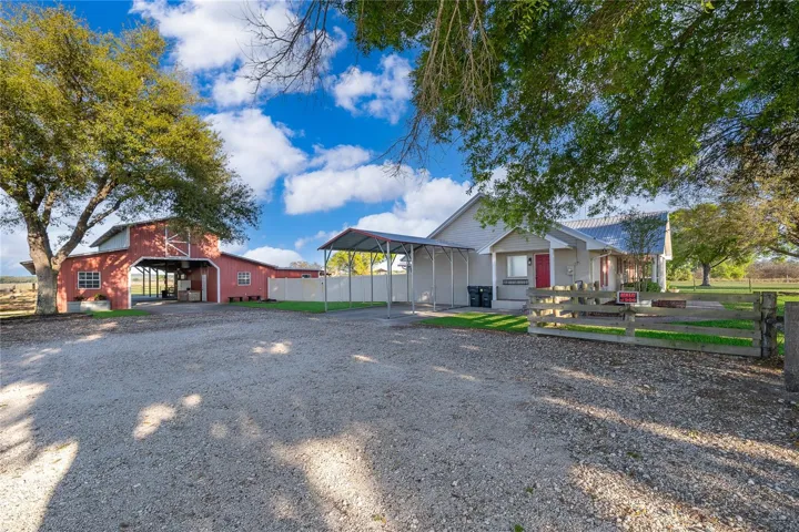 Driveway Entrance to Side Door, Barn & Carport
