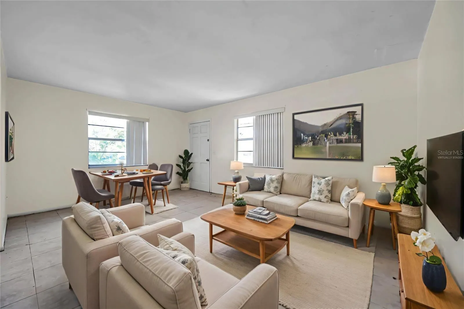 Virtually staged living room