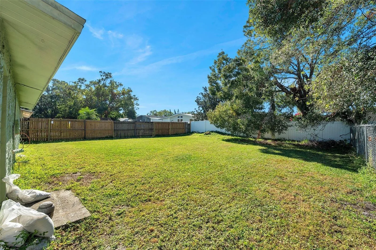 Fenced in backyard.