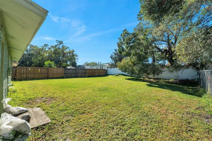 Fenced in backyard.