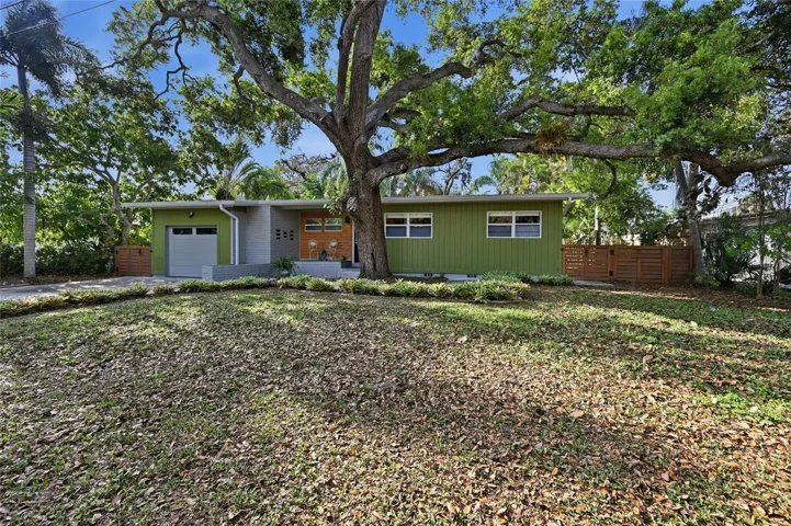 Beautiful midcentury home not in a flood zone.