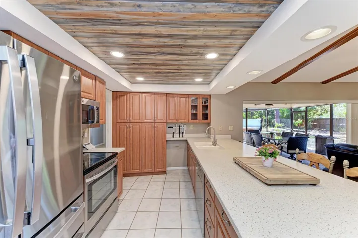 Kitchen with stainless steel appliances