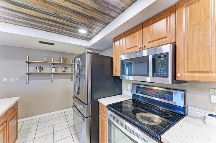Kitchen with stainless steel appliances