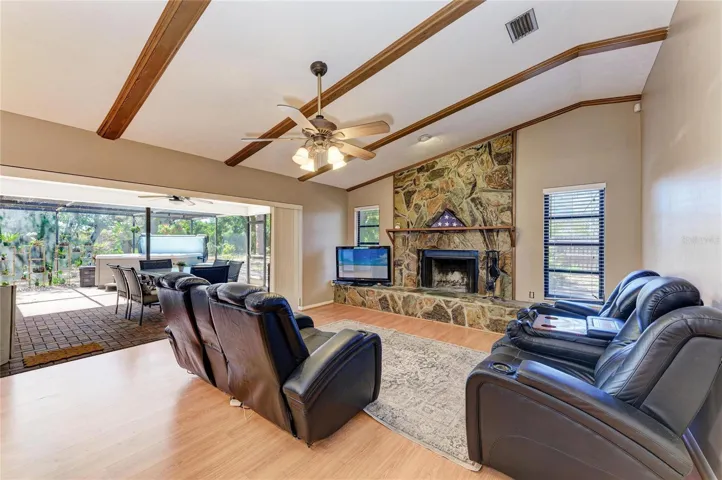 Family Room with vaulted ceiling