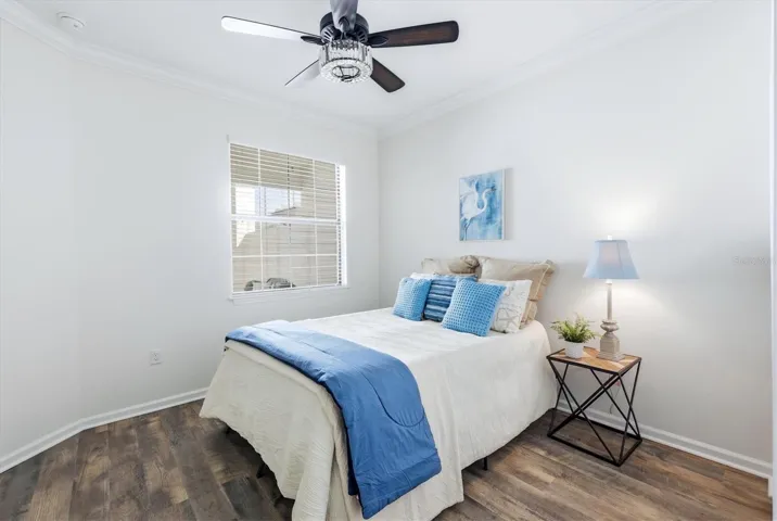 2nd bedroom with view of the courtyard.