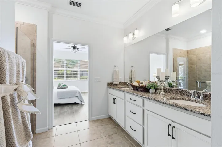 Primary bath with double sinks.