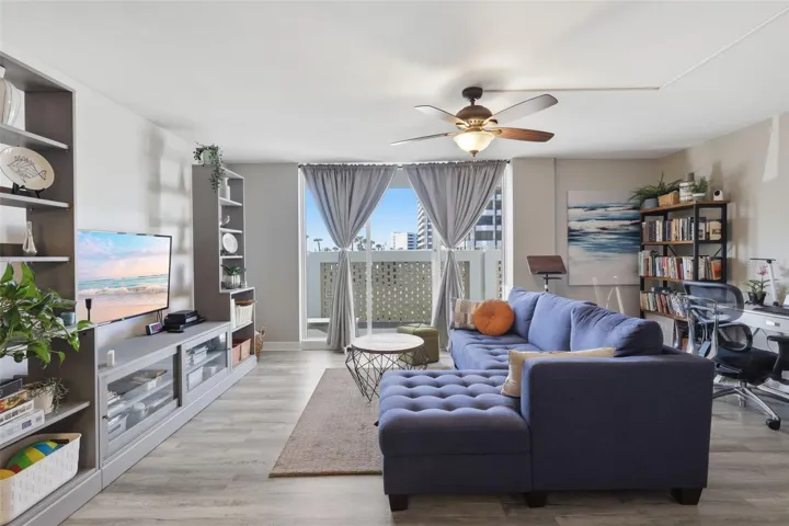 Living room and office space