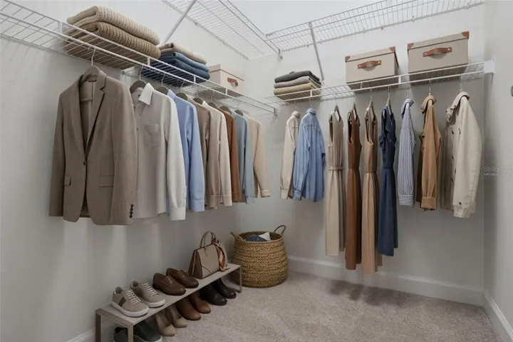 Virtually staged primary closet 2