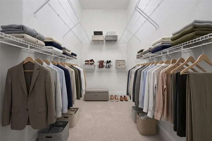 Virtually staged primary closet
