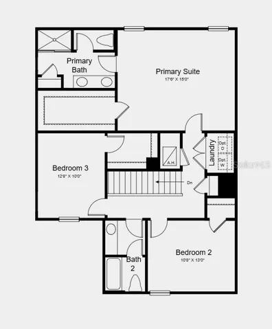 Second Floor Plan - Additional Highlights Include: GE refrigerator, washer and dryer, and window blinds throughout the home