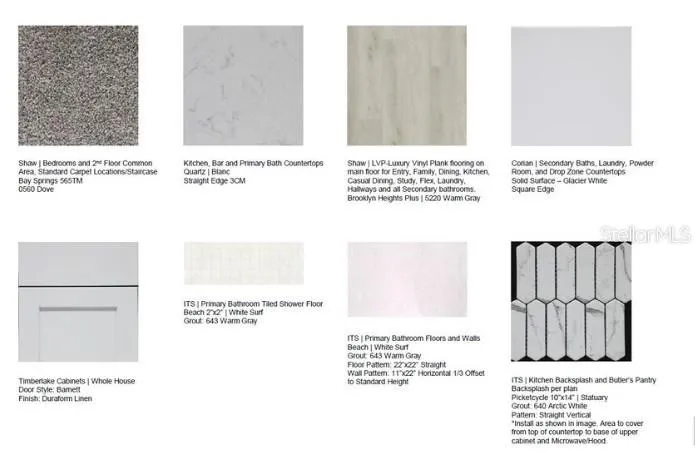 734 Sky Shade Drive design selections.  Home  is under construction and selections are subject to change.