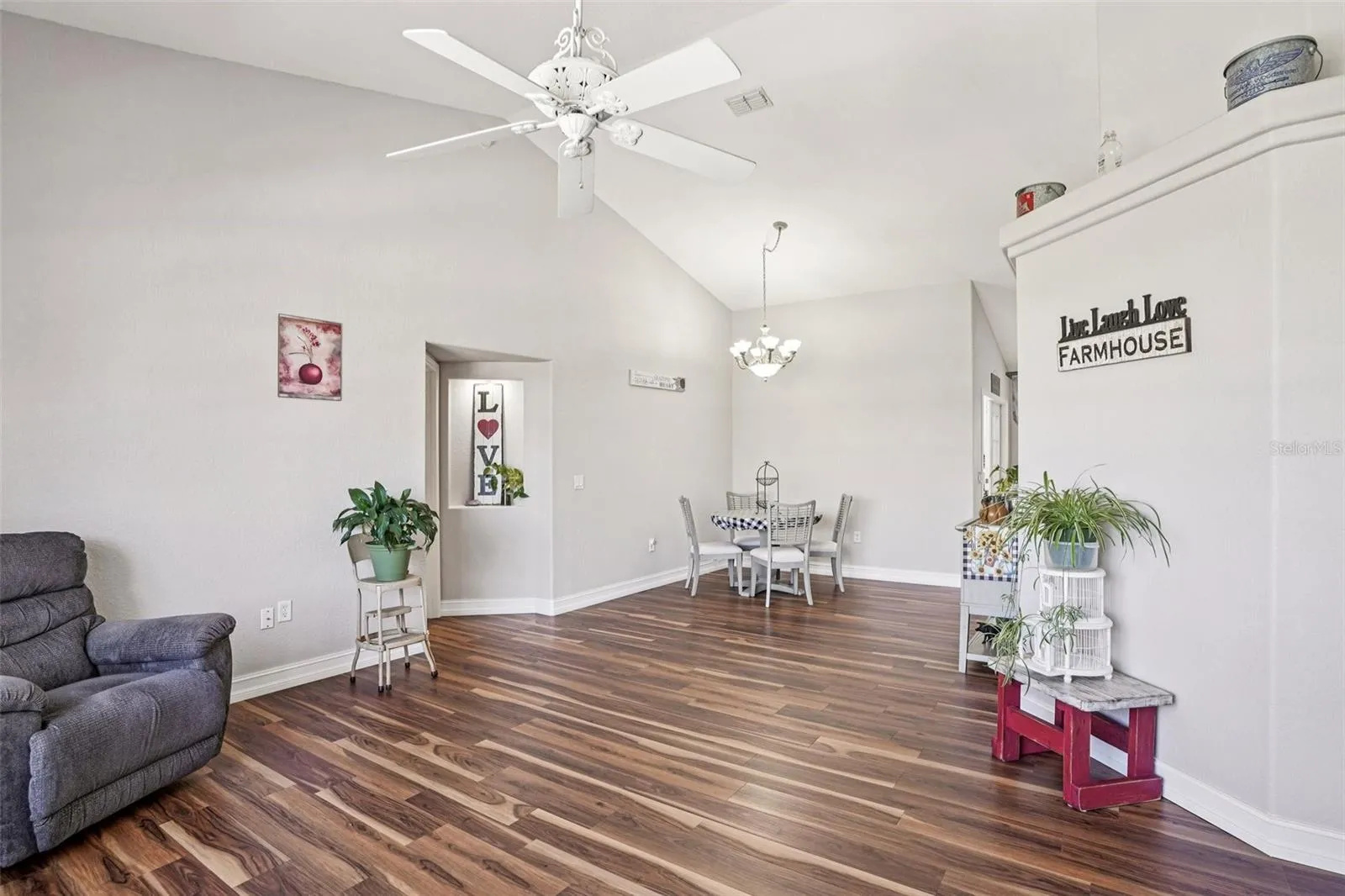 Living room and dining room