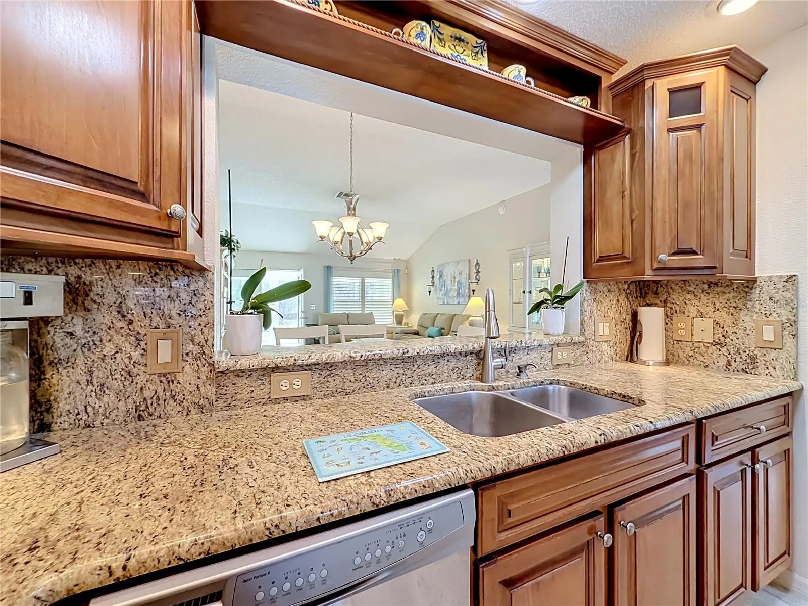 View from kitchen to dining/living area