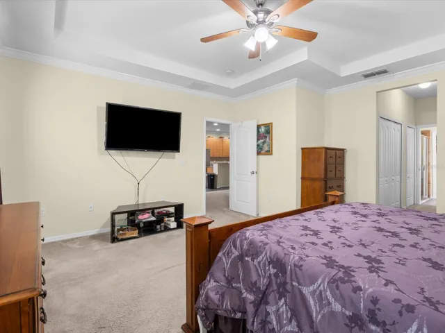 Primary bedroom with tray ceiling