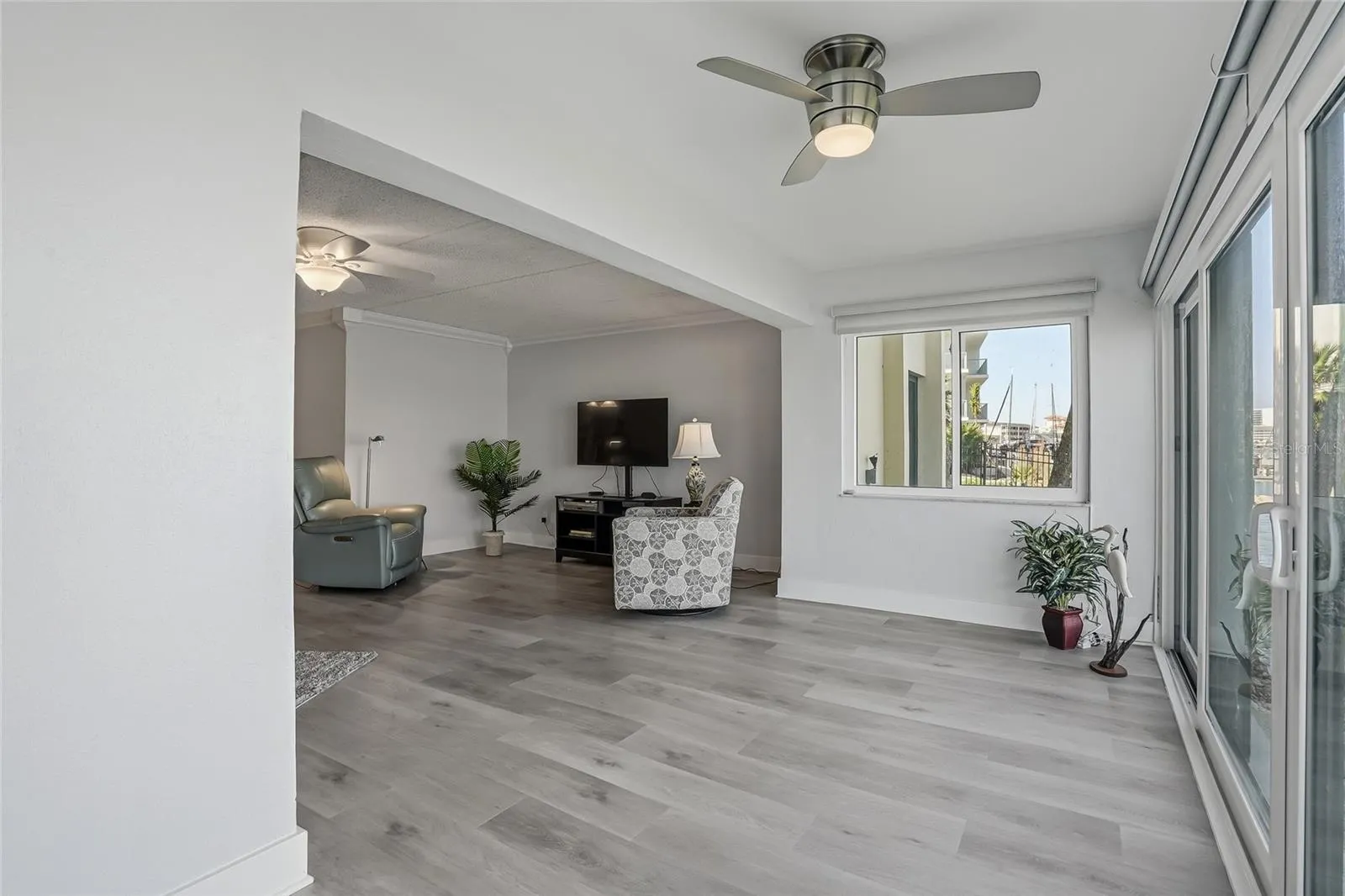 Sunroom and living room