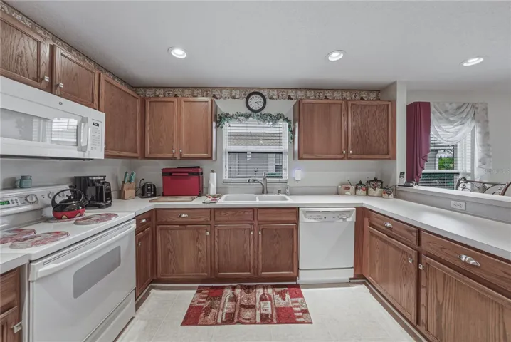 The kitchen major appliances remain for the new owners.