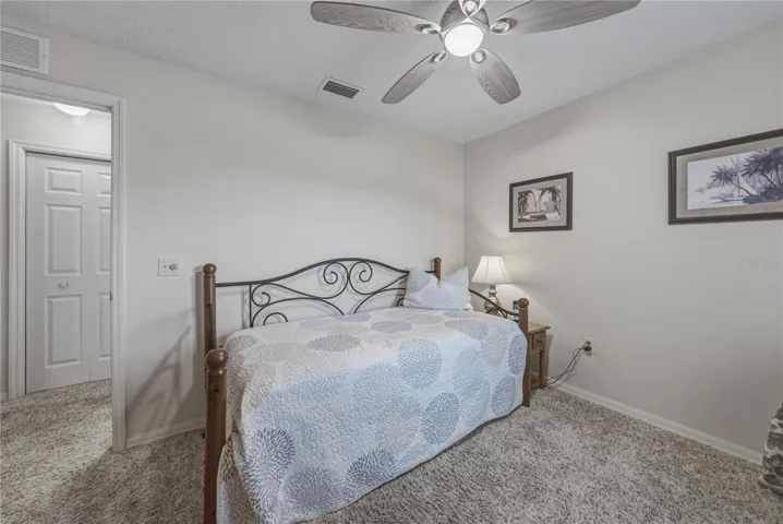 The guest bathroom is adjacent to the guest bedroom.