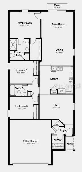 Floor Plan~ Additional Highlights Include: refrigerator, washer, and dryer.