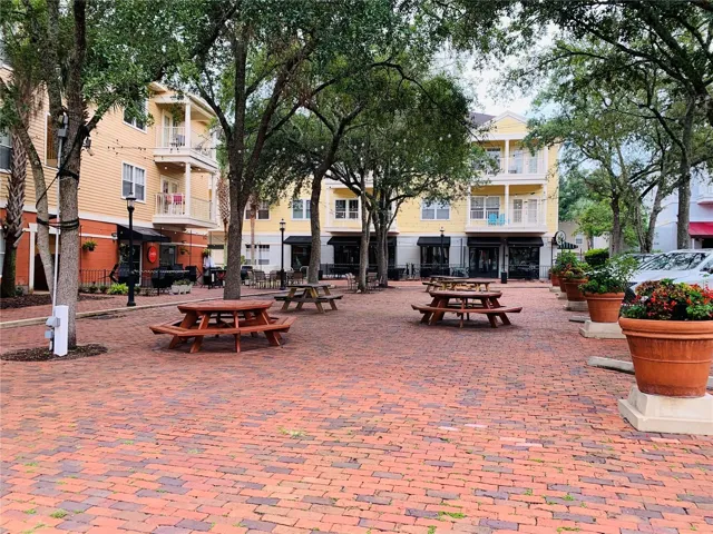 Village center restaurant courtyard