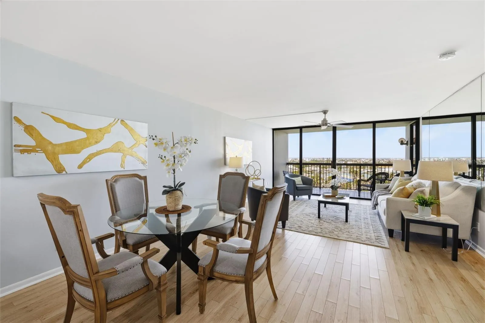 Dining area with balcony view