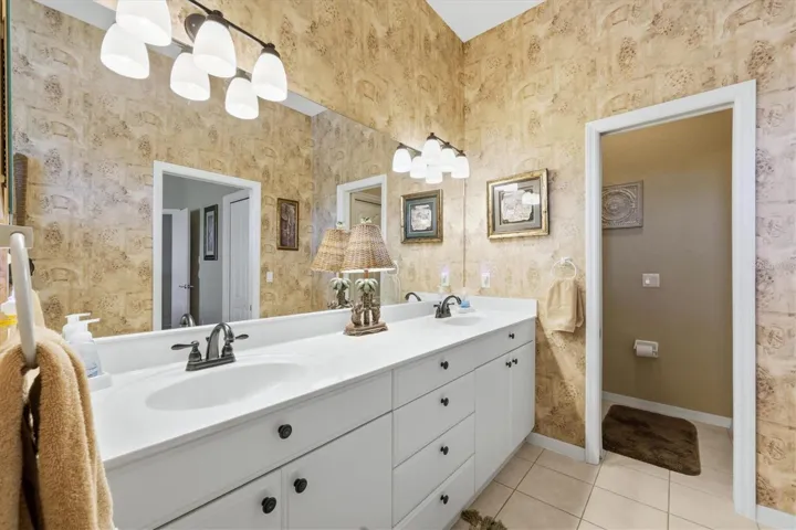 Primary Bath double sinks with plenty of storage