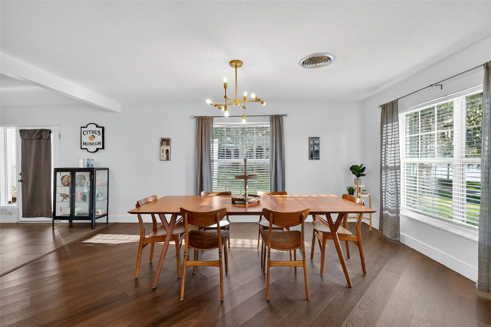 Dining room with view of lake