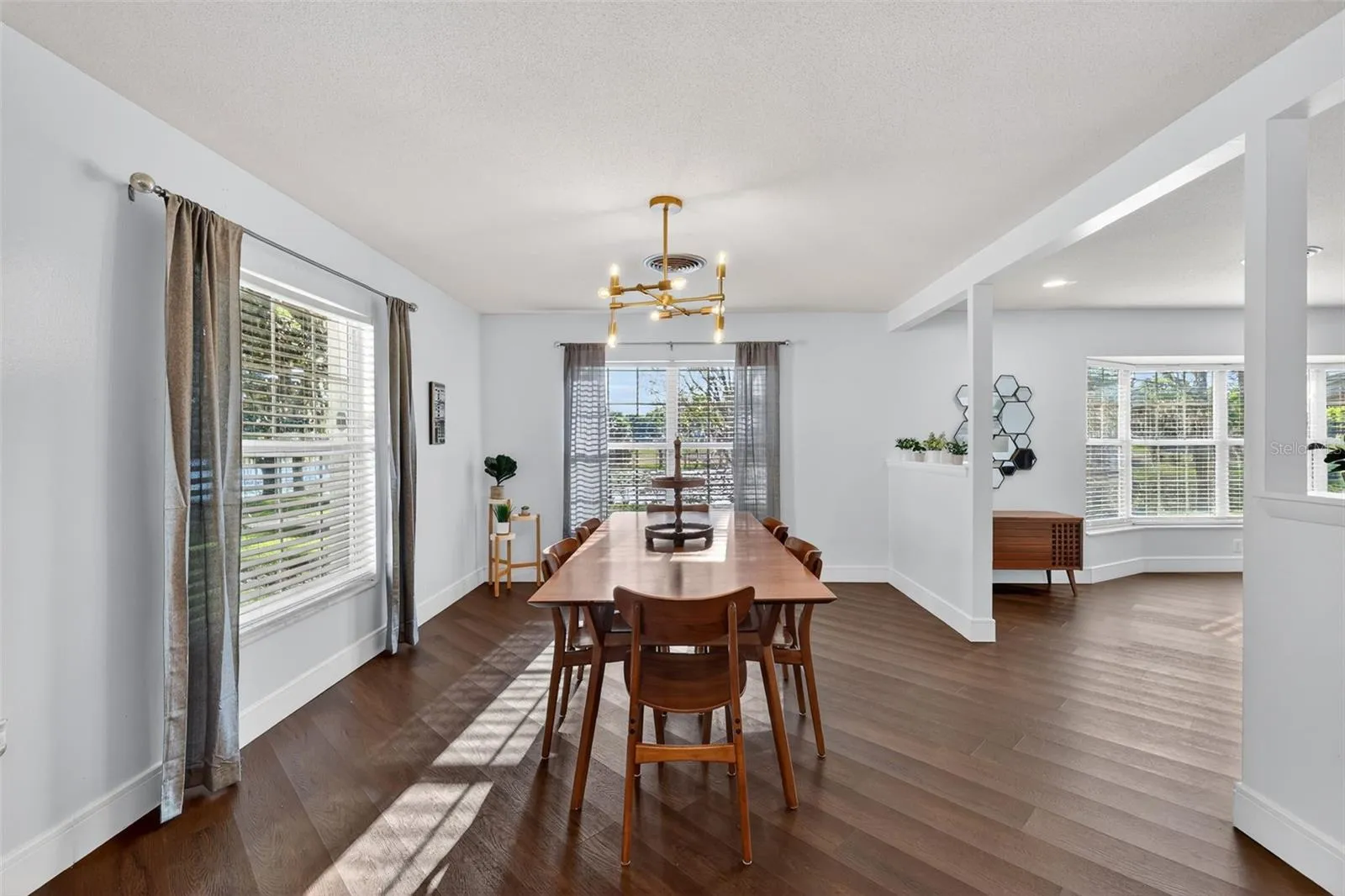 Dining room with view of lake