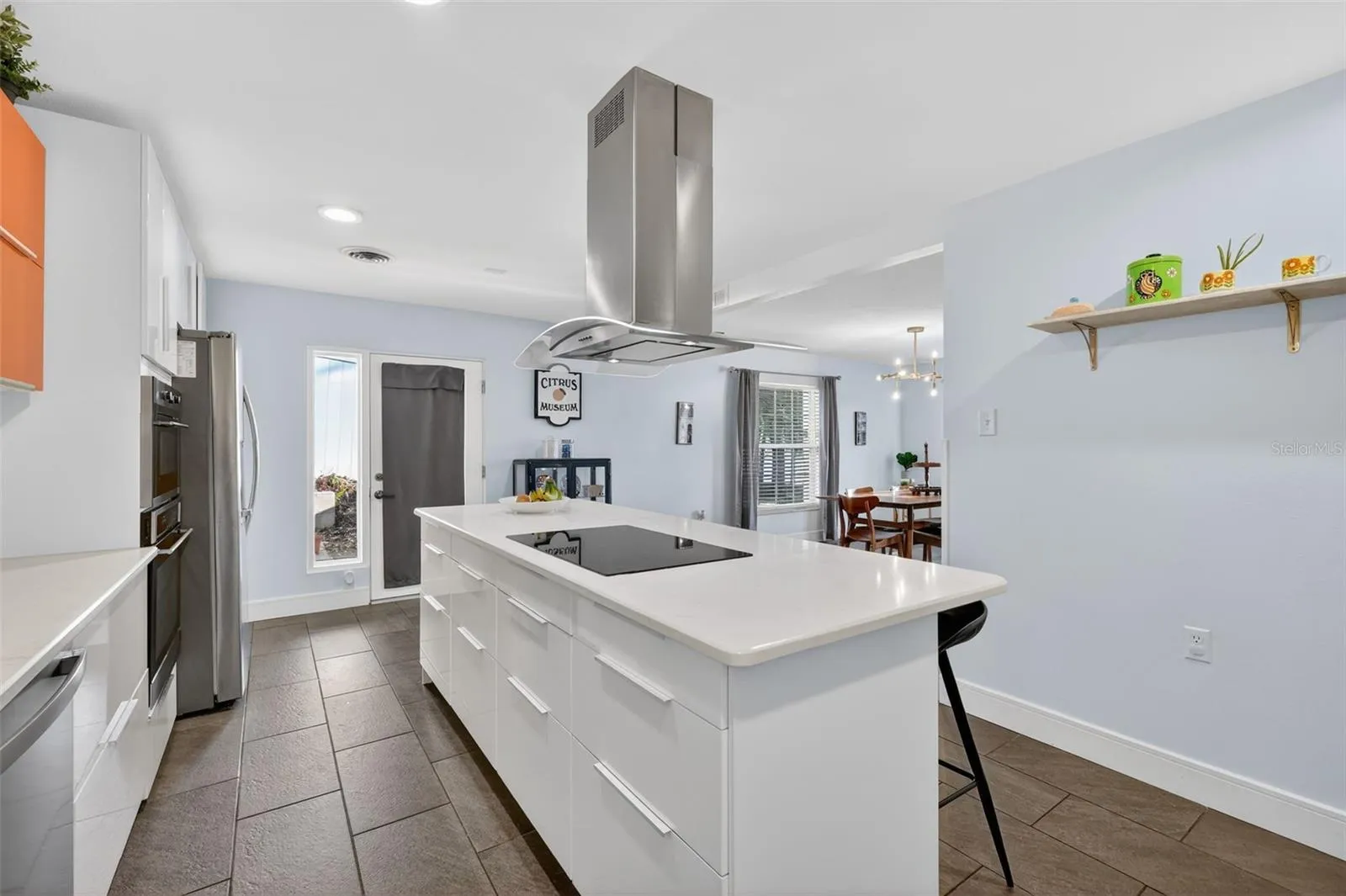 Kitchen with view of lake