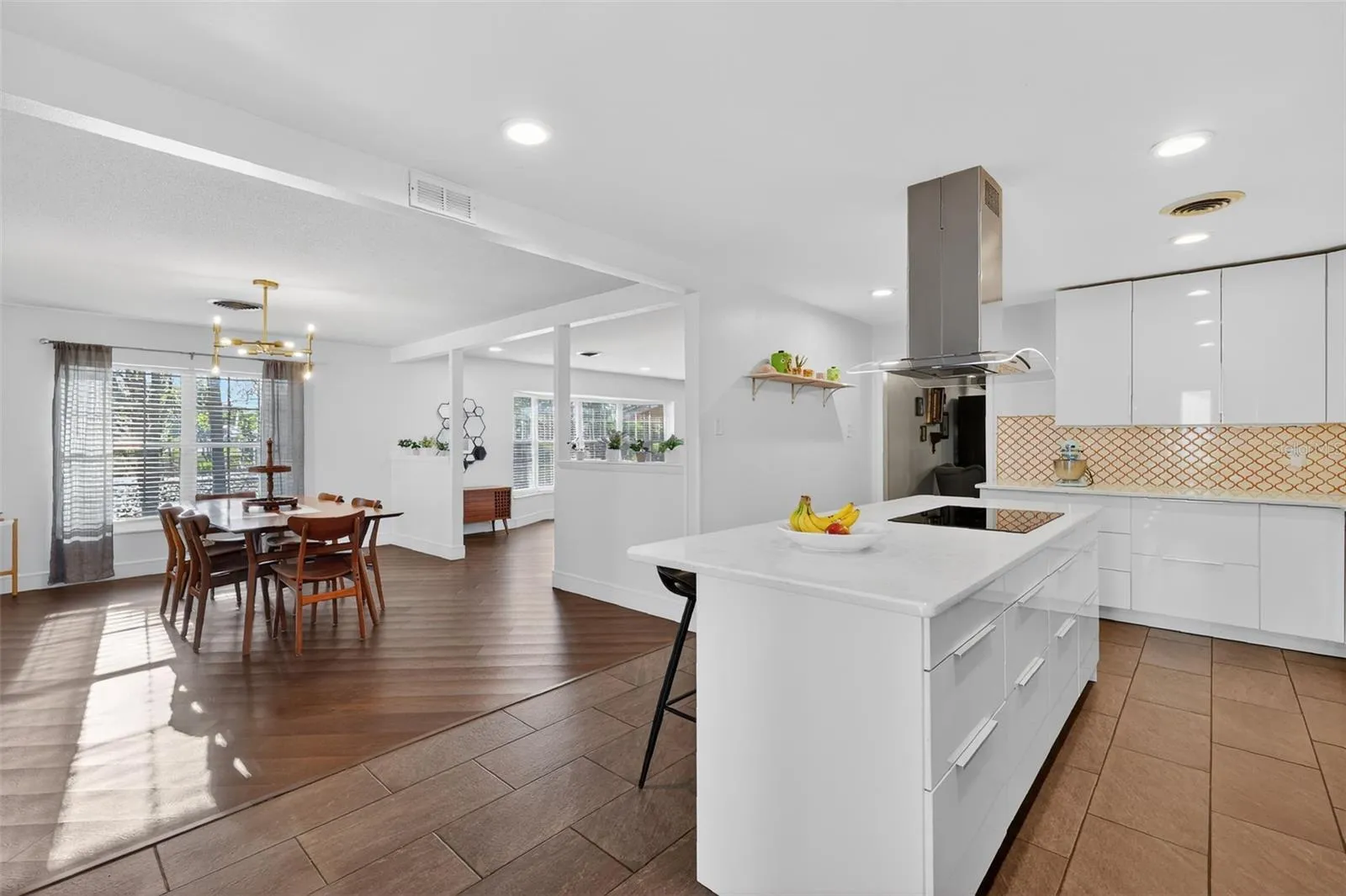 Kitchen with view of lake