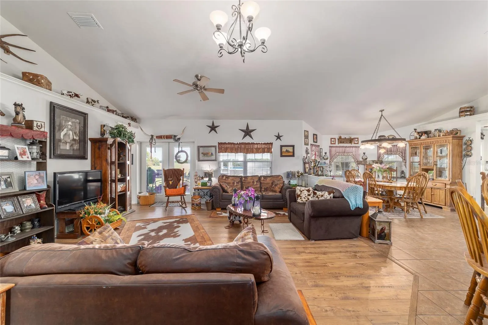 Open concept living, dining, kitchen