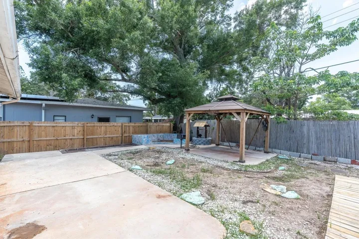 fully fenced backyard
