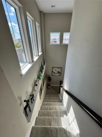 Down the stairs