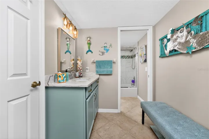 GUEST BATH IS DECORATED SO CUTE! (LARGE MERMAID ON WALL DOES NOT CONVEY)