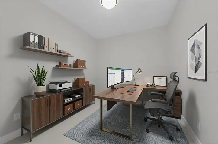 Staged Den/Bonus room with door