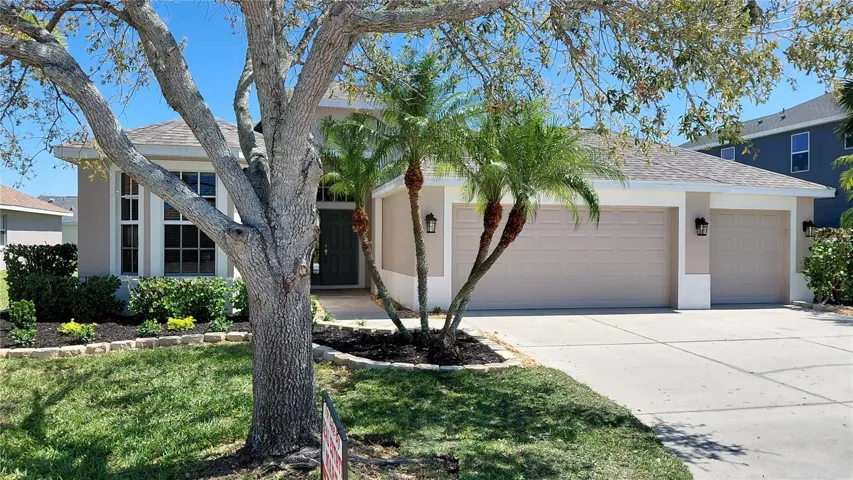front with 3 car garage