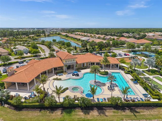 Resort style community with lap pool, spa and fire pits