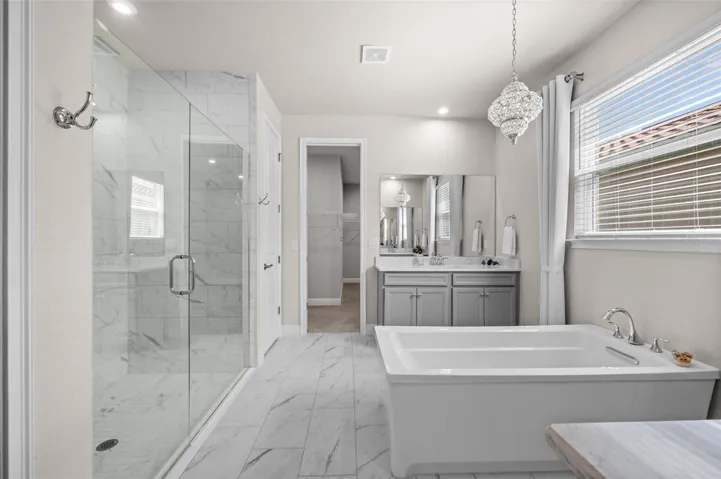 En suite bathroom with free standing bath