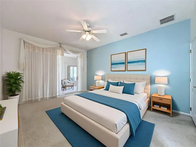 Primary bedroom virtually staged