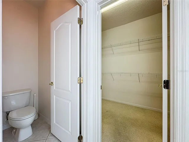 Private toilet area and entry to walk in closet