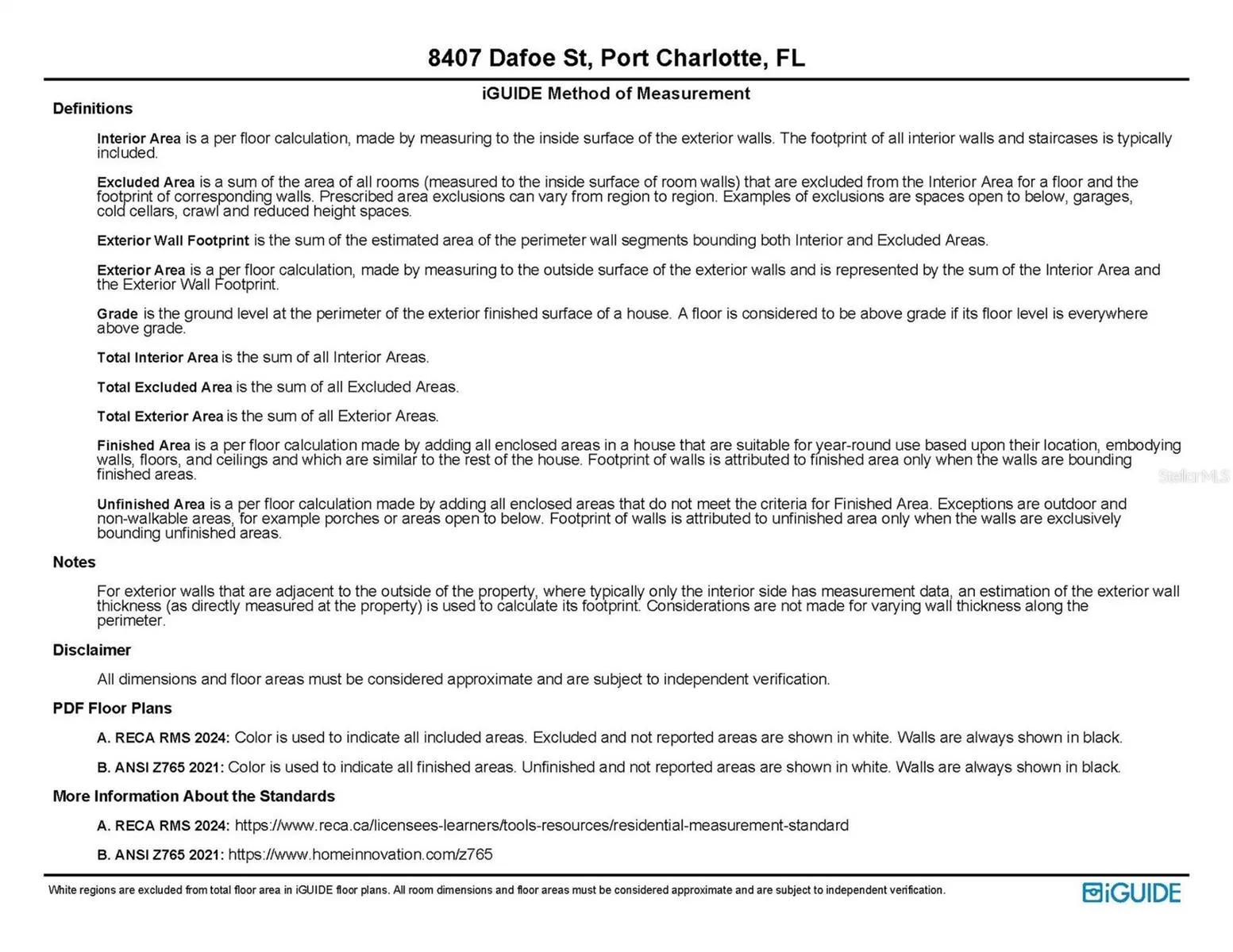 Additional Floor Plan Information