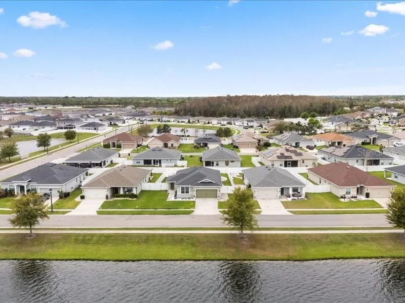 Aerial front and pond views