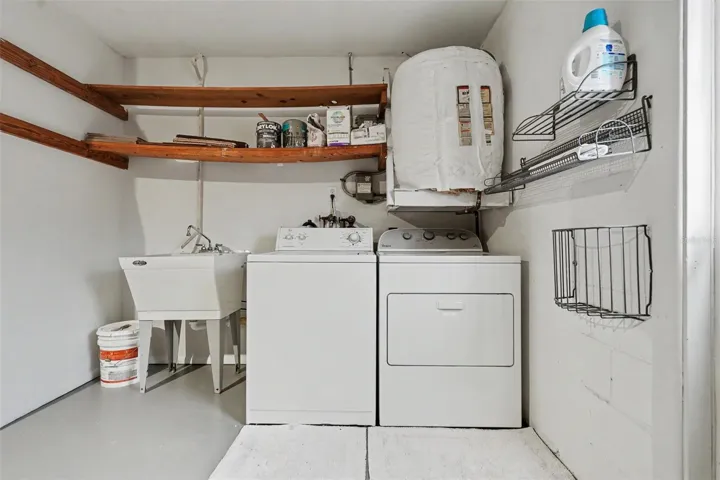 Laundry area in the garage