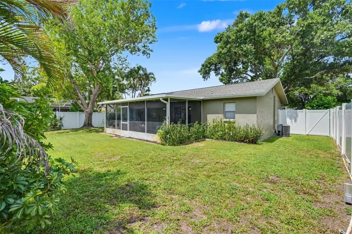 Fully fenced in yard